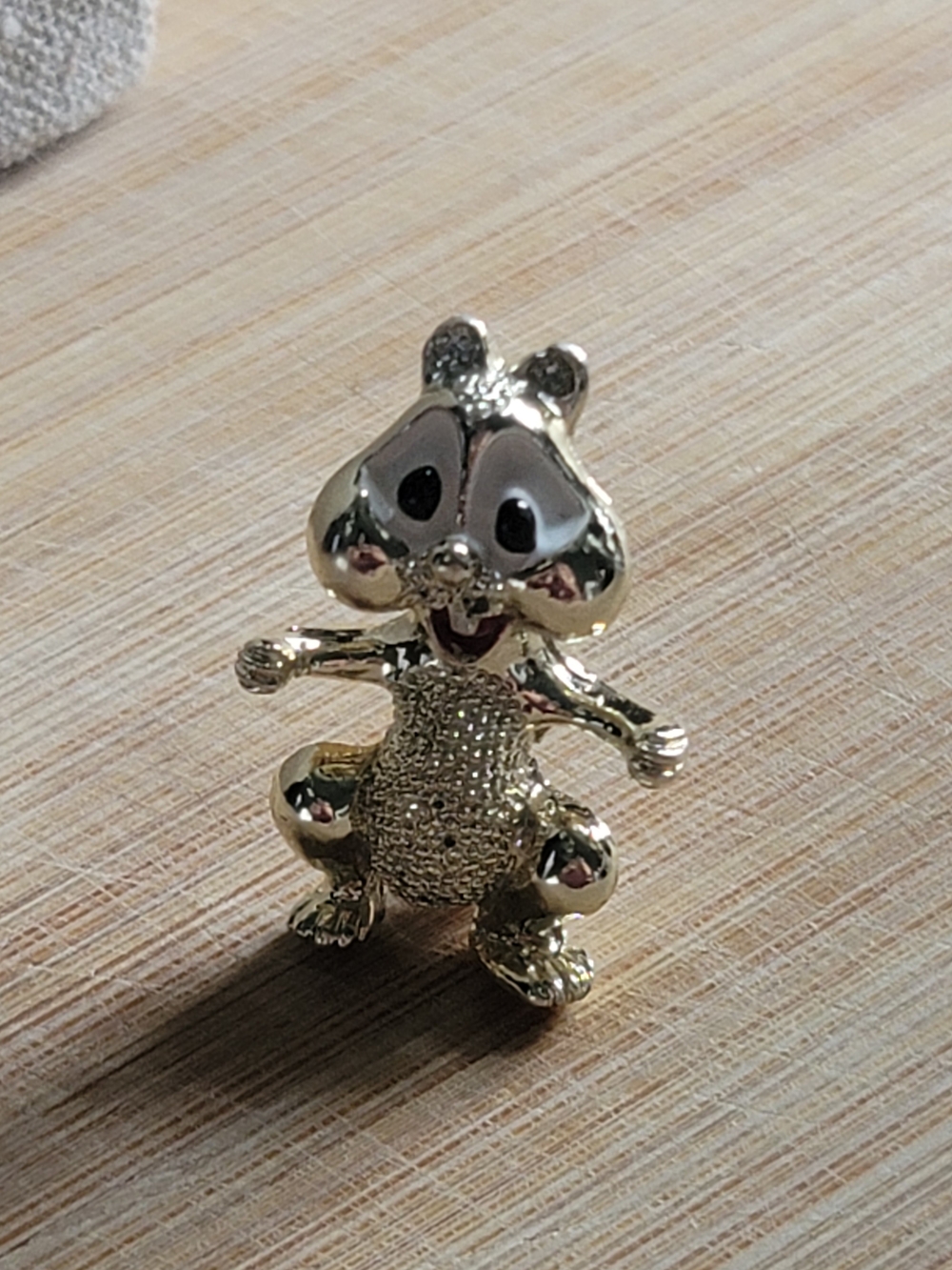 Vintage Gerry's Cartoon Chipmunk Brooch - gold-tone finish.